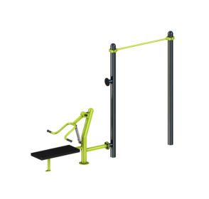 équipement de sport extérieur pour une aire de fitness outdoor : barre traction, chest press
