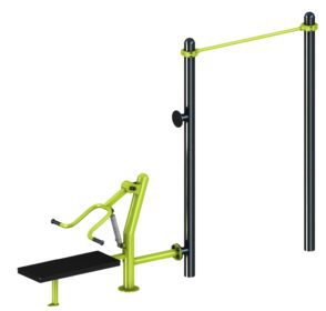 équipement de sport extérieur pour une aire de fitness outdoor : barre traction, chest press