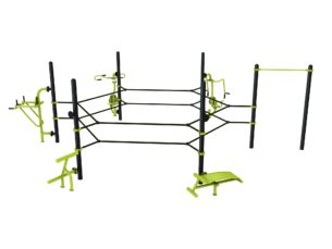 équipement de sport extérieur pour une aire de fitness outdoor : Ring octogonne MMA, pull ,push, chaise romaine, abdos, barre de traction vue 2