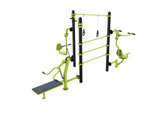 Station fitness : Pull, Espalier, Chest, Traction, TRX, Leg press, chest vue 3