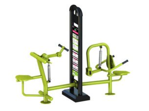 équipement de sport extérieur pour une aire de fitness outdoor : Biceps curl et dips machine.