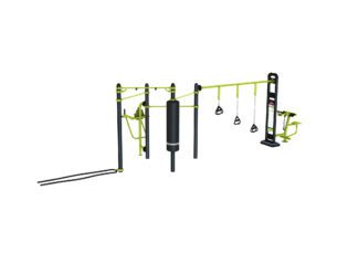 portique fitness street workout biceps curl, TRX, Sac de frappe, chaise romaine, battle rope fitness plein air