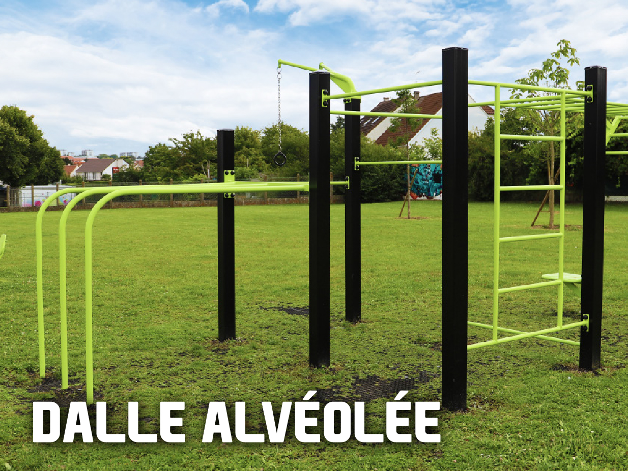 aire de fitness avec des dalles alvéolées