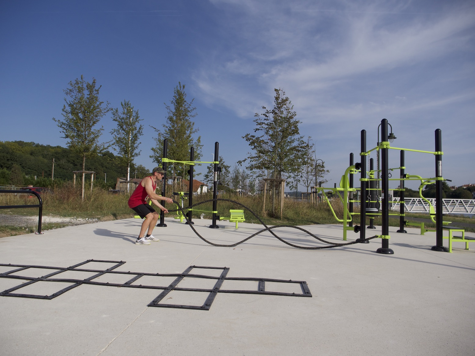 battle rope entrainement aire fitness extérieur bayonne