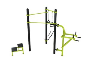 Station aire de fitness : Traction, battle rope, chaise romaine, steps, TRX vue 3