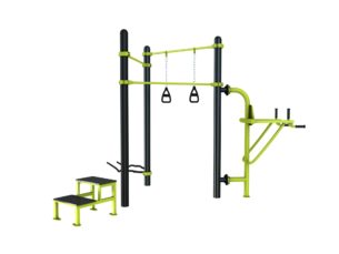 Station aire de fitness : Traction, battle rope, chaise romaine, steps, TRX vue 2