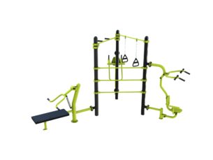 Station aire de fitness : Traction, espalier, TRX, Chest press, Chaise romaine, Pull vue 3