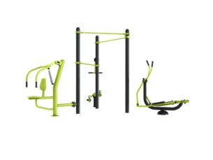 Station aire de fitness : Multi press, vélo elliptique, stepper, traction vue 3