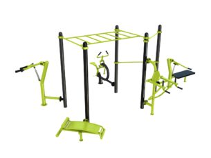 Station de fitness : Chest press, Cavalcade, Chaise romaine, Hack squat, Abdos, Pont horizontale, Barre traction vue 2