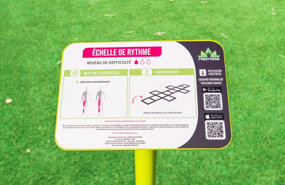 Notice des appareils de fitness : panneau d'information